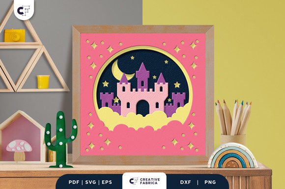 Download Fairy Castle 3D Shadow Box Paper Cut SVG - Premium Resources