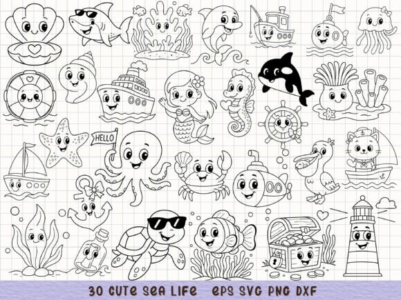 Download Cute Sea Life Clipart Ocean Animal Svg - Animal svg Collection