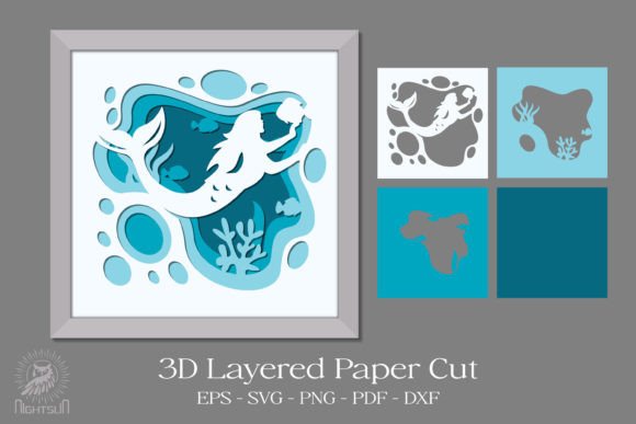 Download Mermaids in the Sea 3D Layered Papercut - Sea 3d layered papercut Collection