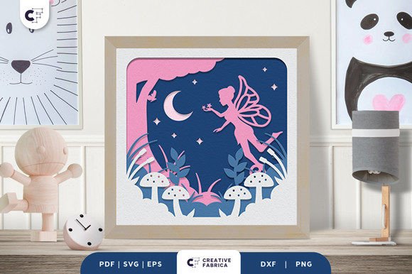 Download Fairy with a Moon 3D Shadow Box Papercut - Premium Resources