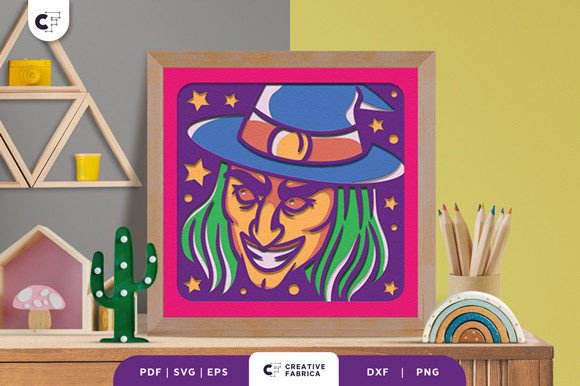 Download Witch's Face 3D Shadow Box Papercut SVG - Premium Bundle