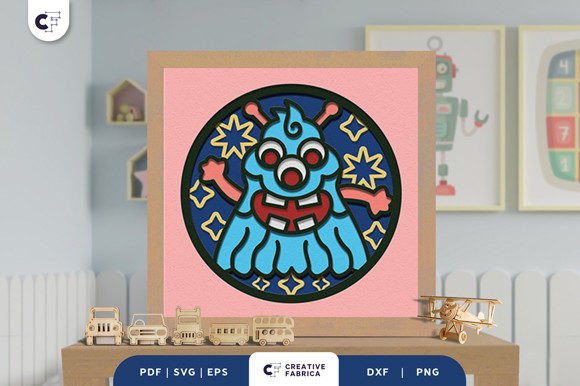 Download Cute Monster 3D Shadow Box Paper Cut SVG - Premium Resources