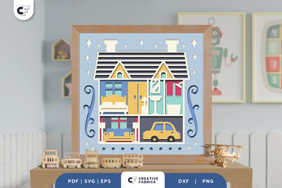 Download Doll House 3D Shadow Box Paper Cut SVG - Premium Resources