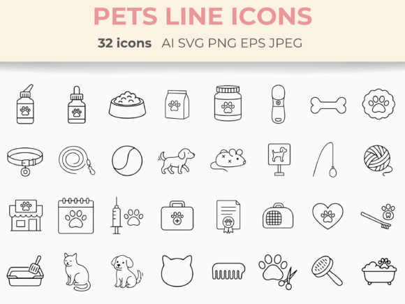 Download Pet Care Line Icons | Minimal Animal SVG - Animal svg Collection